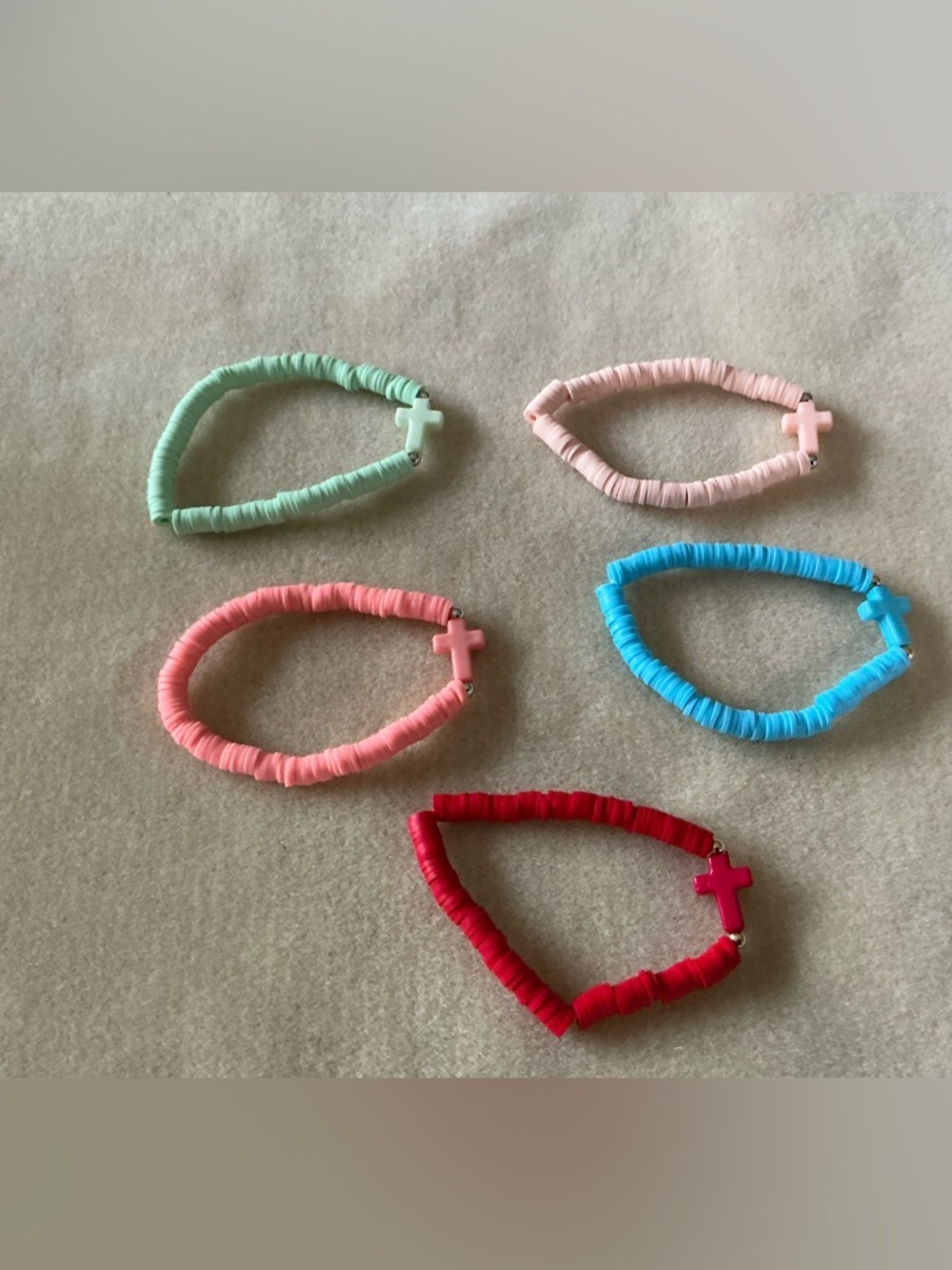 Kids Stretch Bead Cross Bracelet - Multi Color Set